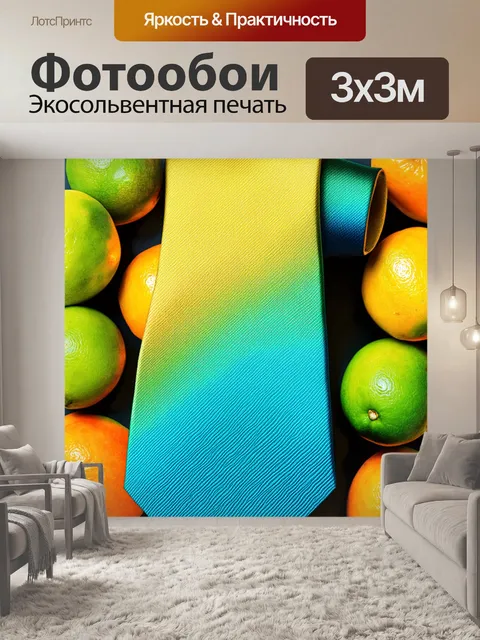 Фотообои галстук с эффектом градиента, становящийся на фоне цитрусовых фруктов