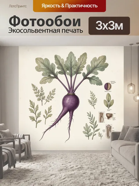 Фотообои Ботаническая иллюстрация фиолетовой свеклы
