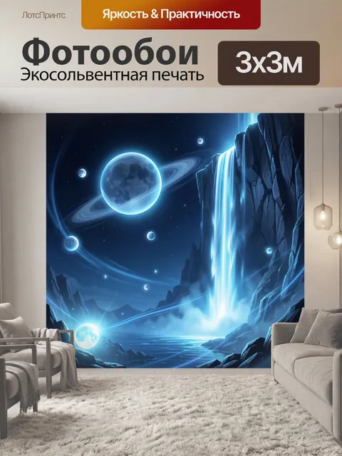 Фотообои Космический водопад среди скал
