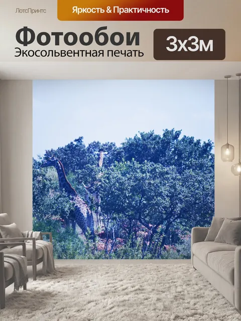 Фотообои два жирафа частично скрыты