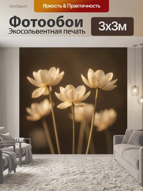 Фотообои Белые цветы в мягком свете