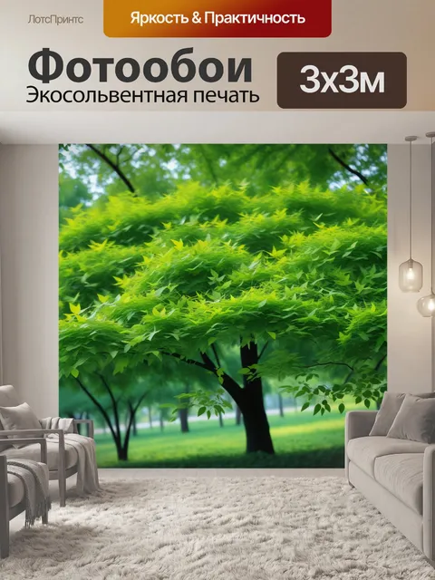 Фотообои ветерок, играющий с листьями на деревьях