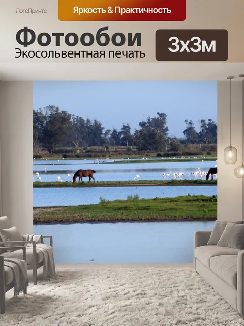 Фотообои Фламинго и лошади