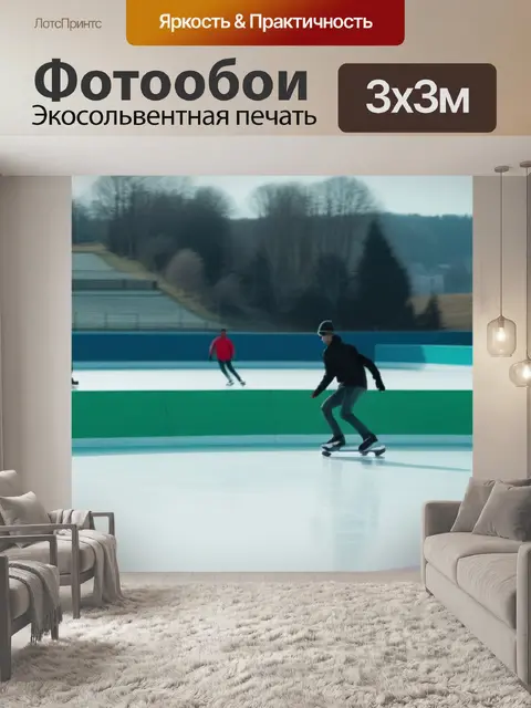 Фотообои пейзаж с конькобежцами максимал