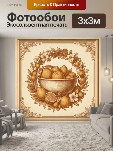 Фотообои Цитрусово-фруктовая композиция в вазе
