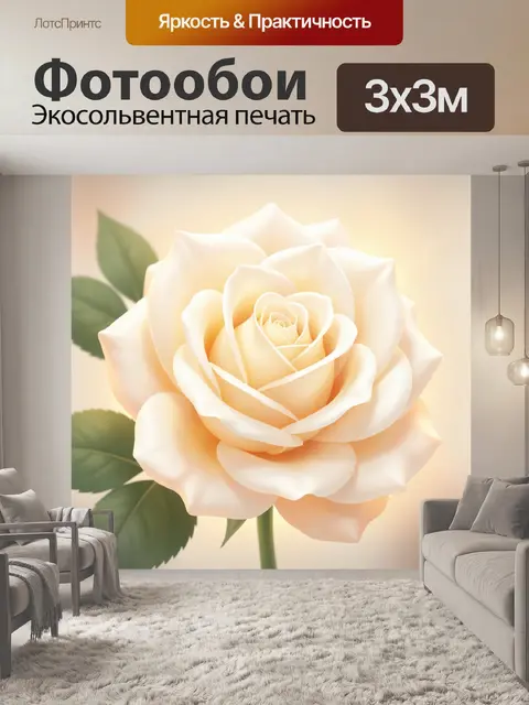 Фотообои Нежная кремовая роза