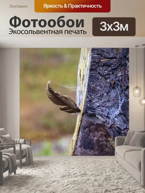 Фотообои перо в бревне