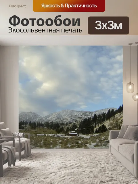 Фотообои Коттеджи в снежный пейзаж