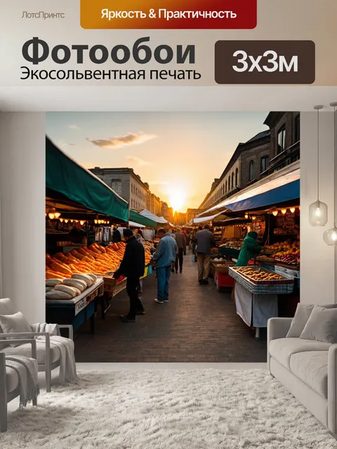 Фотообои закат на историческом рынке