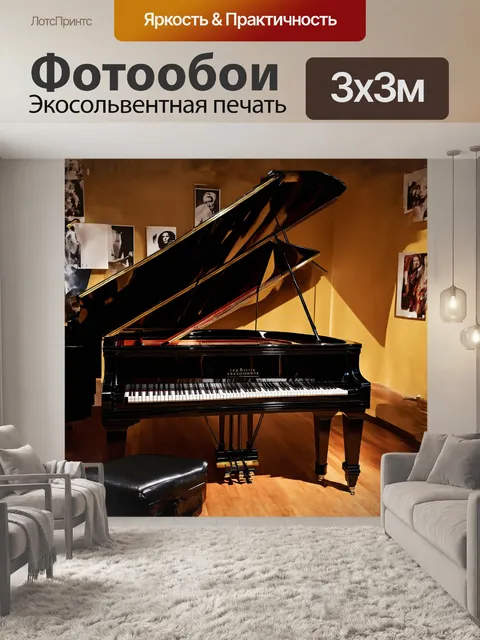 Фотообои главным объектом является массивное grand piano