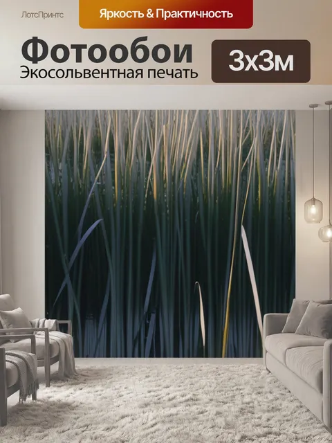Фотообои пейзаж с камышами минимал