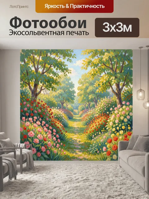 Фотообои Цветущая садовая аллея