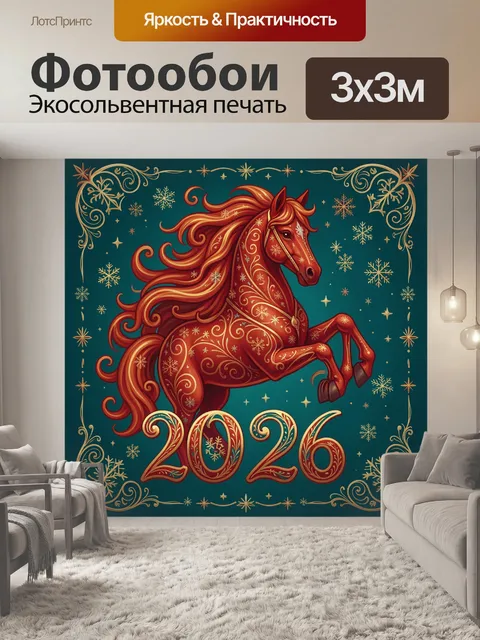 Фотообои Огненная лошадь с узорами