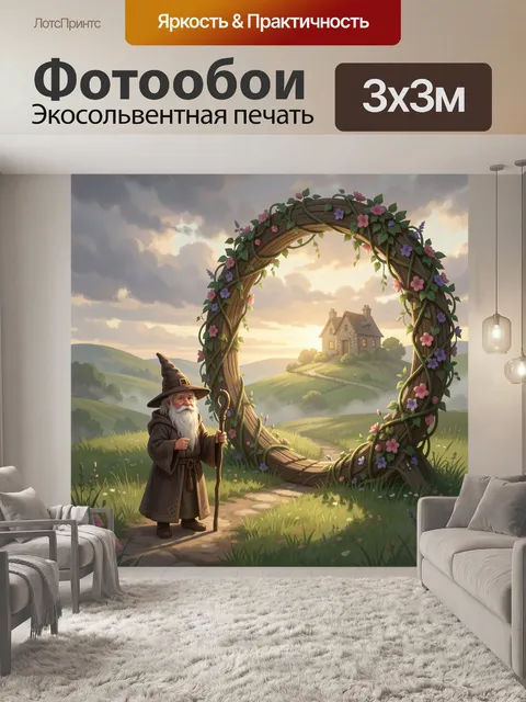 Фотообои Волшебник у цветочной арки