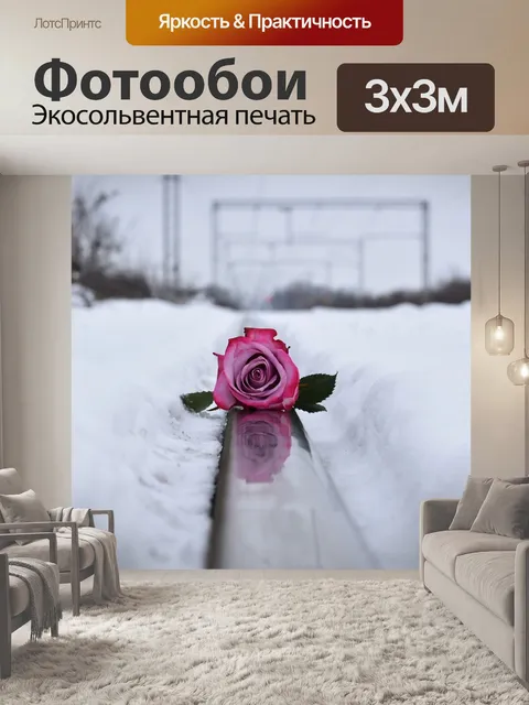 Фотообои Розовая роза на железной дороге