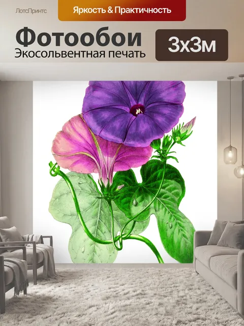 Фотообои Цветение мальвы винтажное искусство