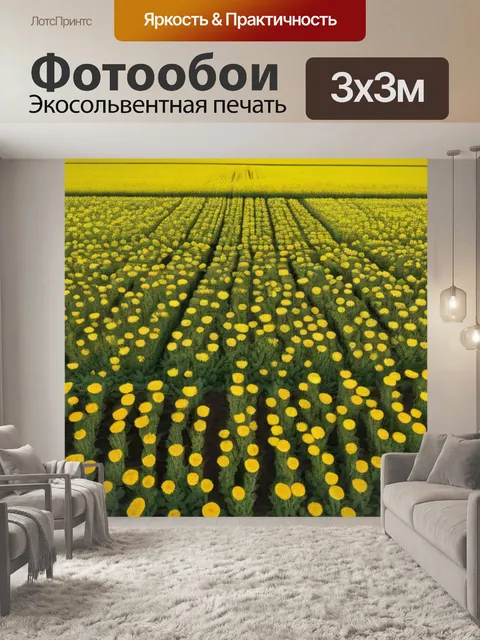 Фотообои цветы, создающие узоры в поле