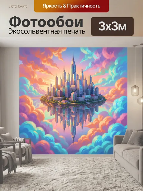 Фотообои Парящий футуристический город в облаках