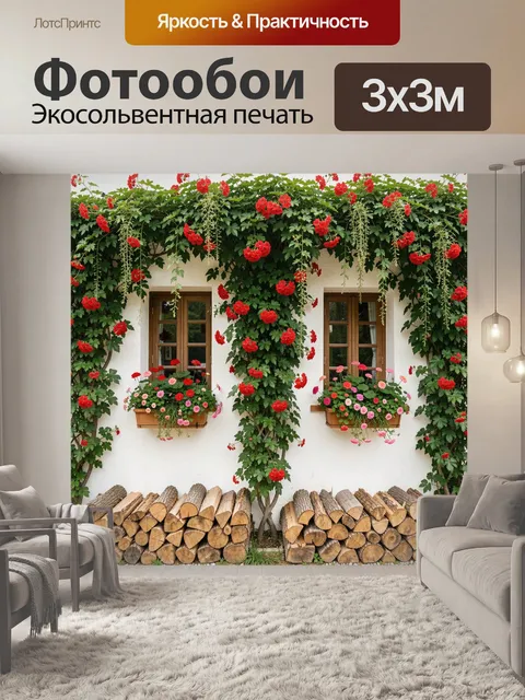 Фотообои Дом с цветущим плющом