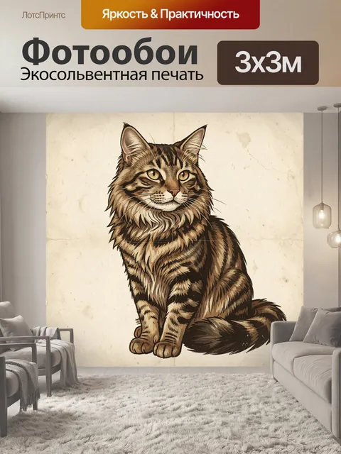 Фотообои Породистый кот с пушистым хвостом