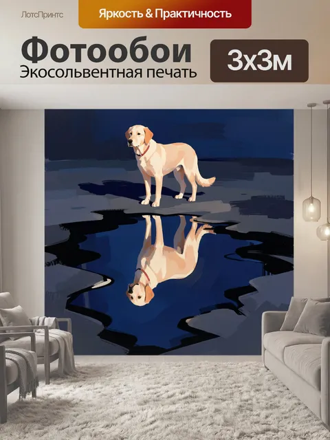 Фотообои Лабрадор у зеркальной воды