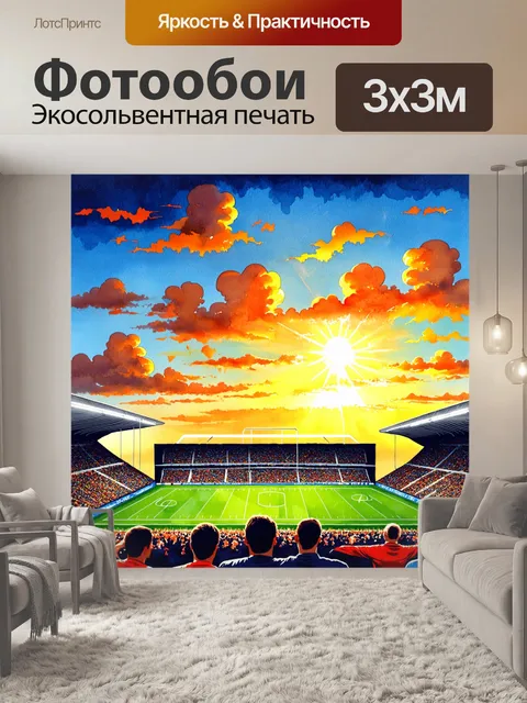 Фотообои футбольное поле в европе во время заката