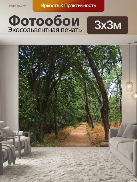 Фотообои тропинка под аллеей тополей