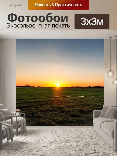 Фотообои закат на заплеванном поле, где ручейки тихо пробиваются сквозь заборы, а небо охватывает тишину и заключение