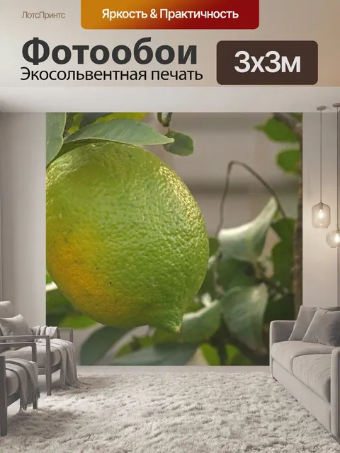 Фотообои частично пожелтевший лимон на дереве