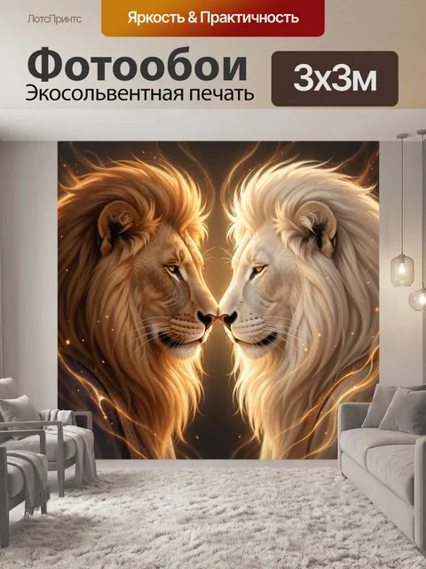 Фотообои Два льва в лунном сиянии