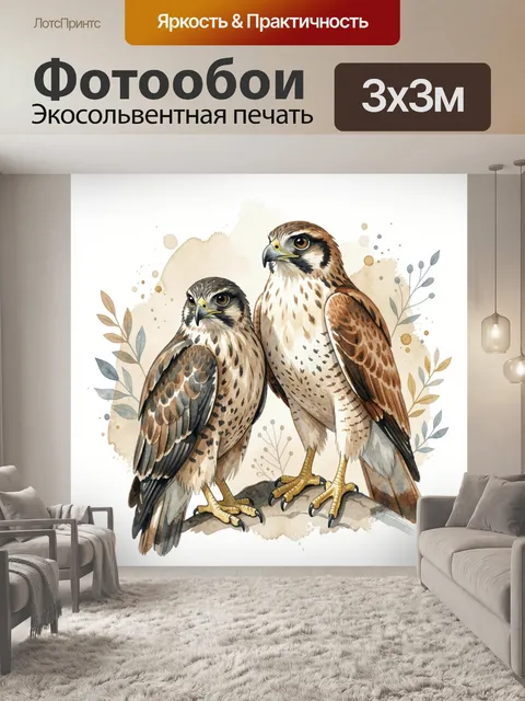 Фотообои Два хищных сокола на ветке