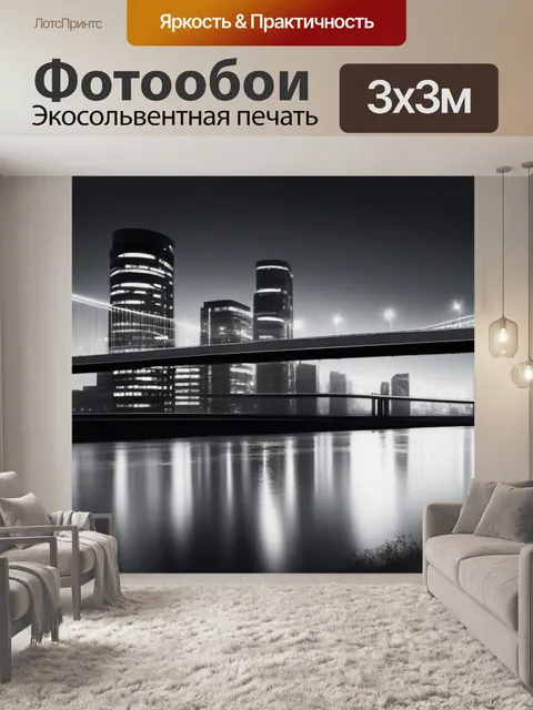 Фотообои городской пейзаж с мостами чернобелый