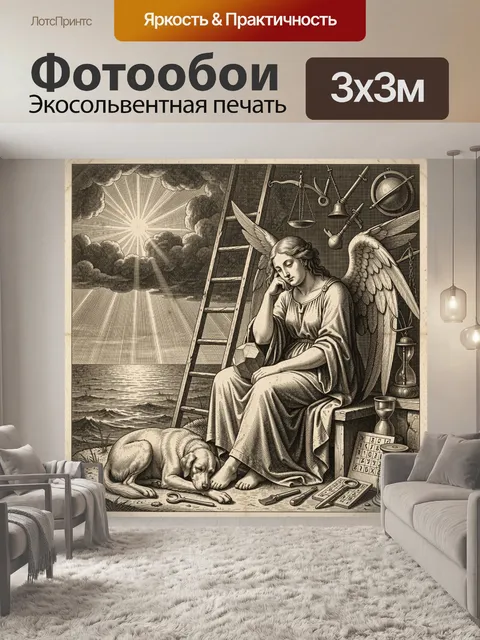 Фотообои Ангел с собакой у моря