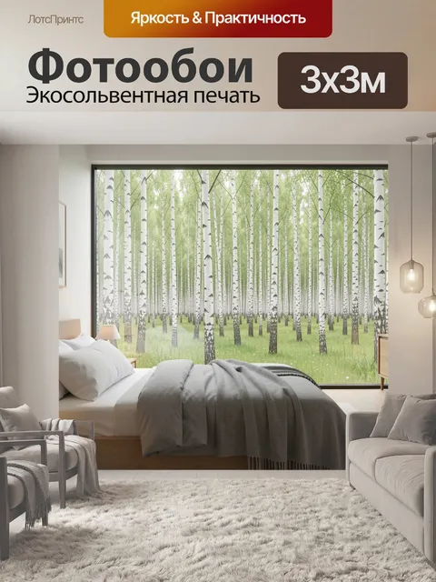 Фотообои Березовая роща в светлых тонах
