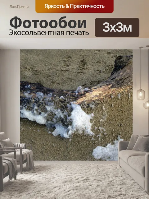 Фотообои Коряги, песок и море пены