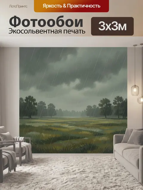 Фотообои Туманное поле с болотными тропами
