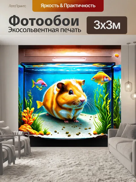 Фотообои стилизованный под акварель рисунок золотой морской свинки