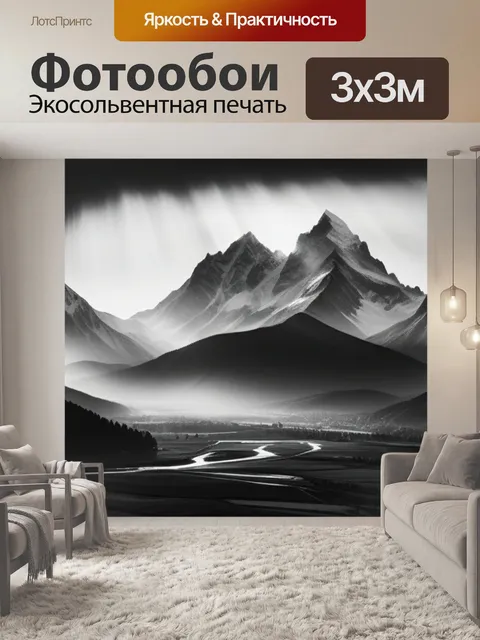 Фотообои фото пейзаж с горой чернобелый