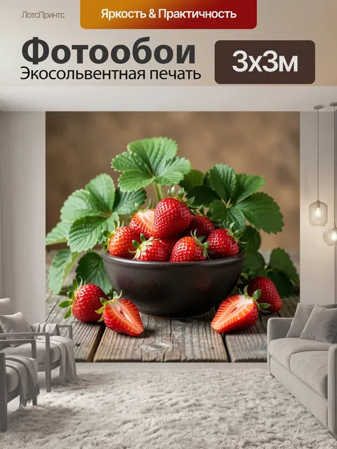 Фотообои Спелая клубника в миске