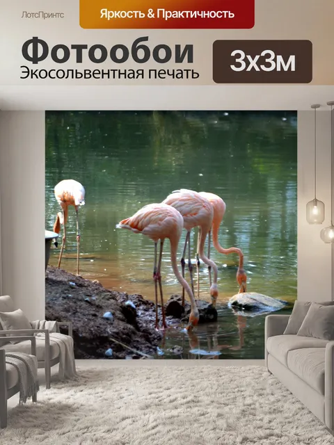 Фотообои Розовый фламинго