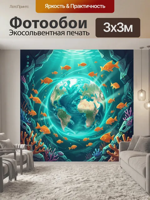 Фотообои Подводный мир с планетой Земля
