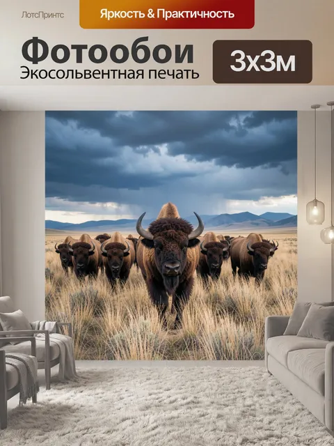 Фотообои Стадо бизонов в степи