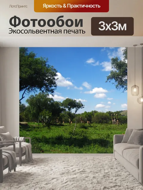 Фотообои группа жирафов среди деревьев