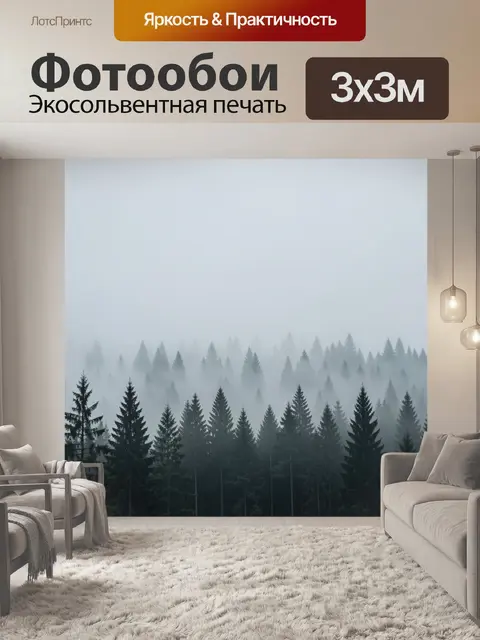 Фотообои Туманный хвойный лес