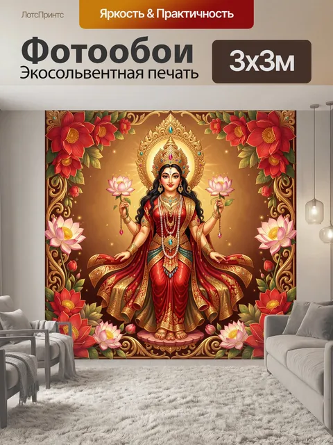 Фотообои Индийская богиня с лотосами