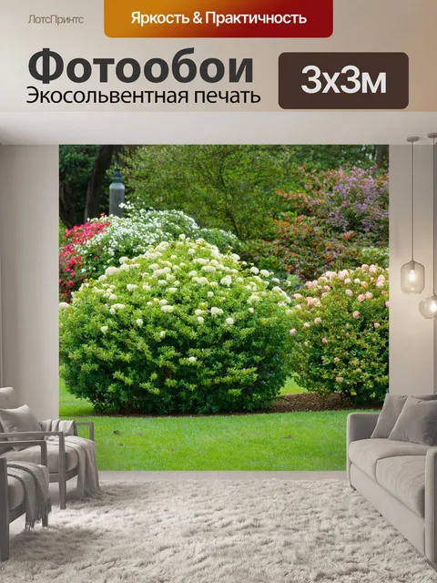 Фотообои винтаж: сад с цветущими кустами, где каждое растение имеет свой характер и историю