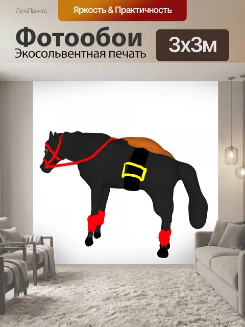 Фотообои черная лошадь