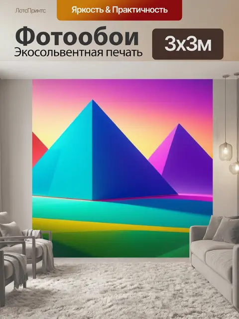 Фотообои пейзаж с геометрических фигур разноцветный