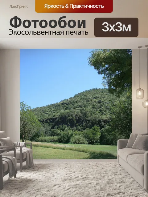 Фотообои луга и деревья до реки