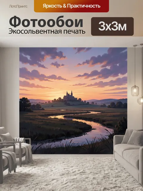 Фотообои Замок на холме у реки